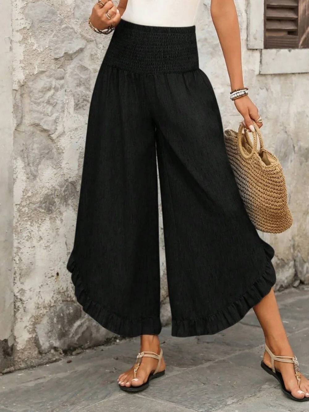 Black Boho Women's Pants